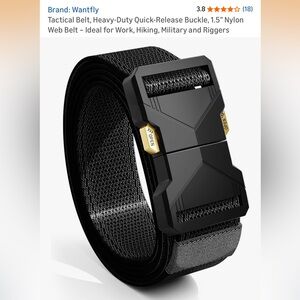Wantfly Black Tactical Belt with Gold Accents
